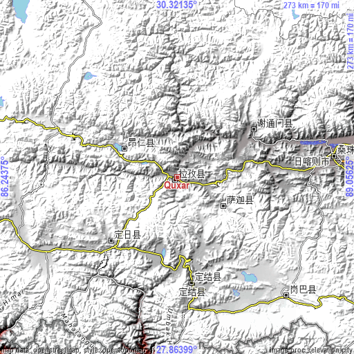 Topographic map of Quxar