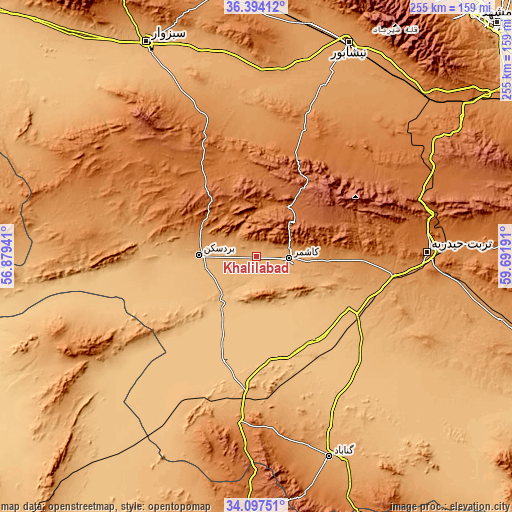 Topographic map of Khalīlābād
