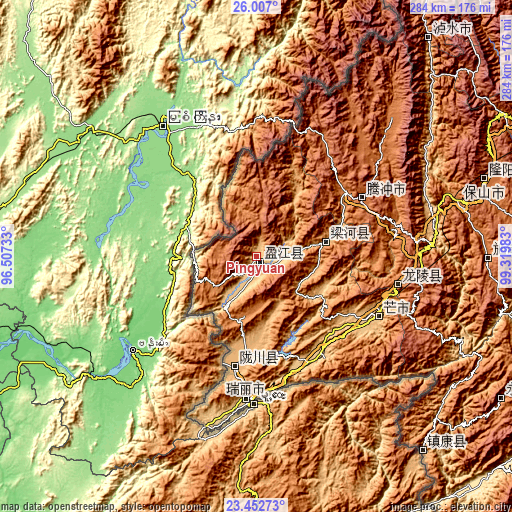 Topographic map of Pingyuan