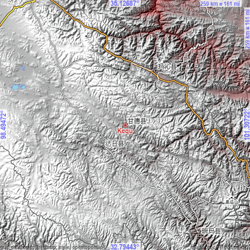 Topographic map of Kequ