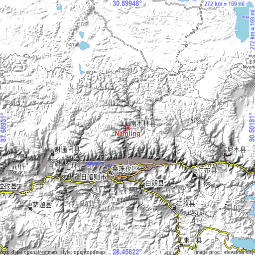 Topographic map of Namling
