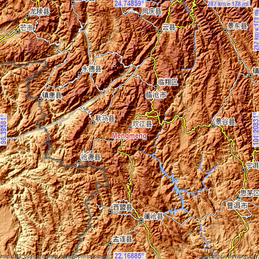 Topographic map of Mengmeng