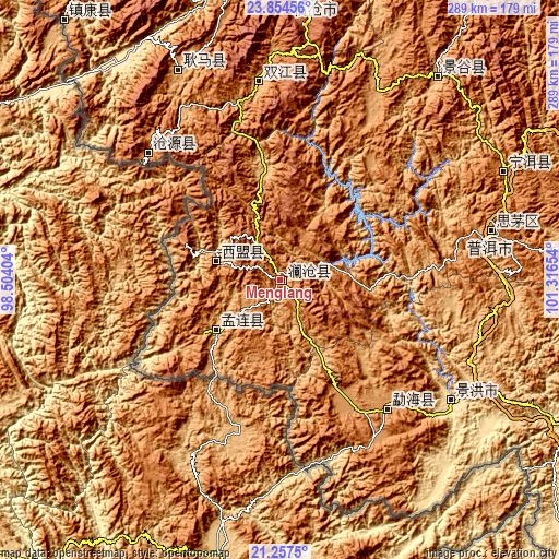 Topographic map of Menglang