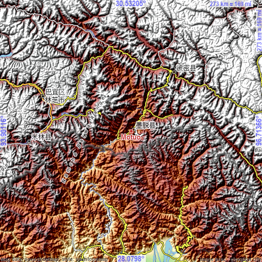 Topographic map of Motuo