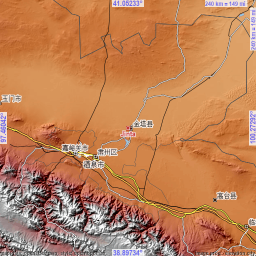 Topographic map of Jinta