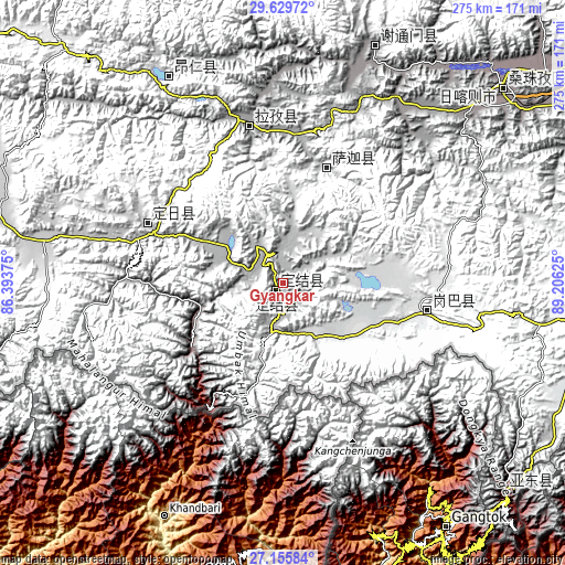 Topographic map of Gyangkar