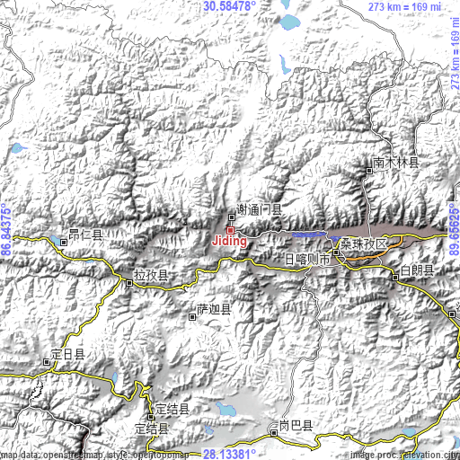 Topographic map of Jiding