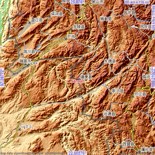 Topographic map of Nansan