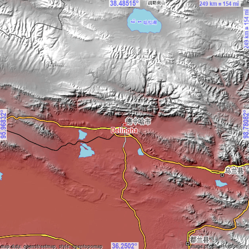 Topographic map of Delingha