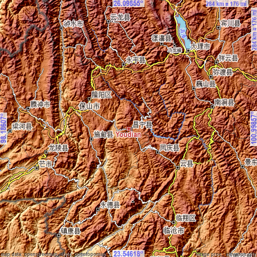 Topographic map of Youdian