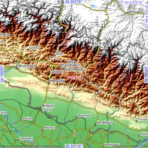 Topographic map of Panauti̇̄