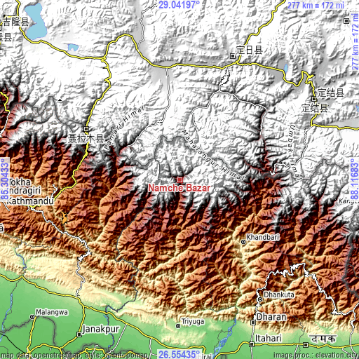 Topographic map of Namche Bazar