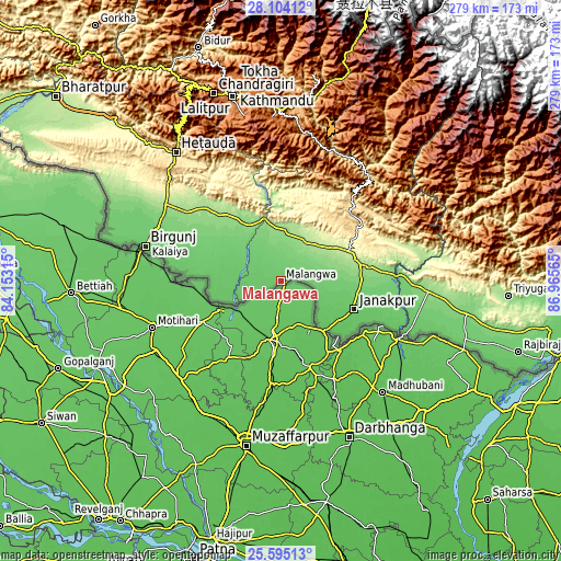 Topographic map of Malaṅgawā