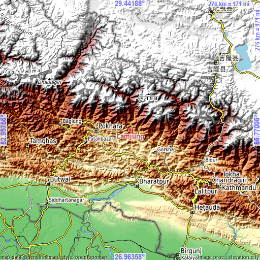 Topographic map of Lamjung