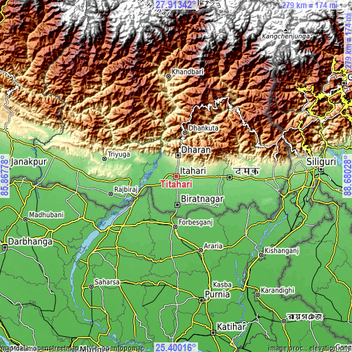 Topographic map of Titahari