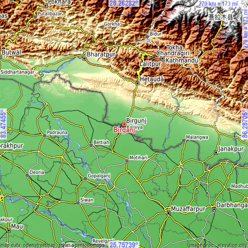 Topographic map of Birgañj