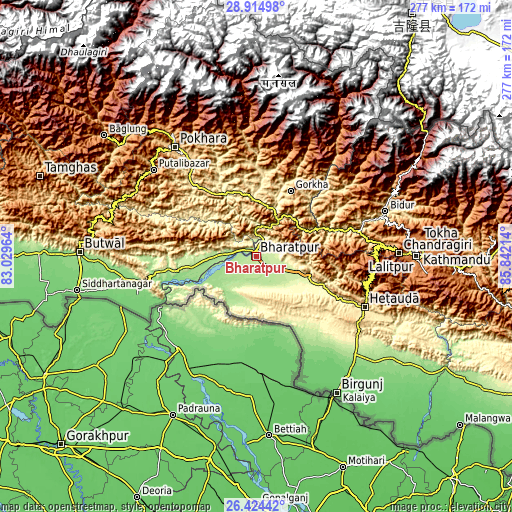 Topographic map of Bharatpur