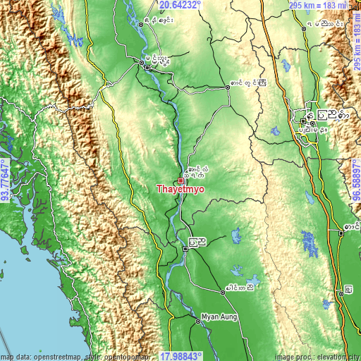 Topographic map of Thayetmyo