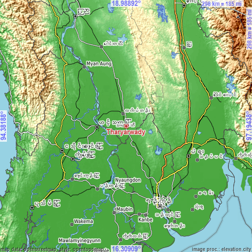 Topographic map of Tharyarwady