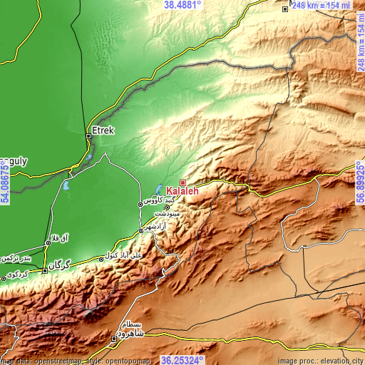 Topographic map of Kalāleh