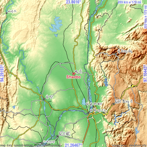 Topographic map of Shwebo