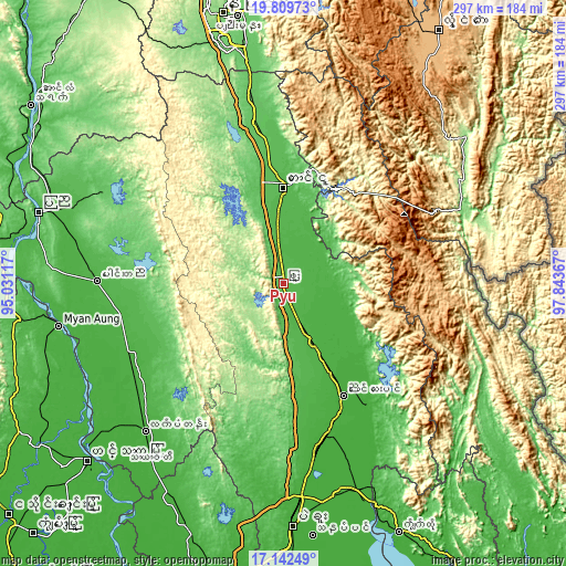 Topographic map of Pyu