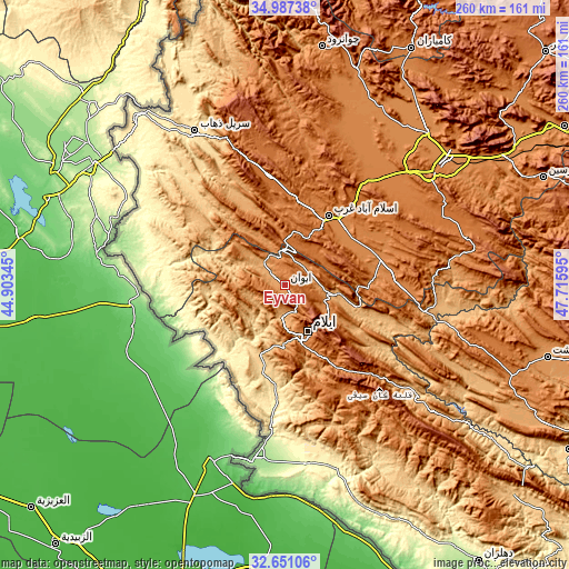 Topographic map of Eyvān