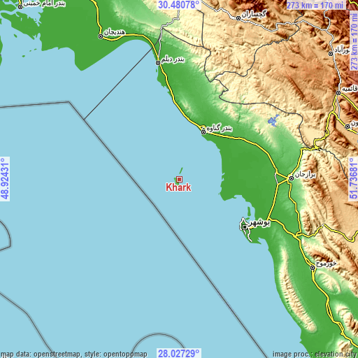 Topographic map of Khārk