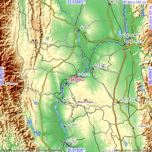 Topographic map of Pakokku