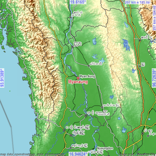 Topographic map of Myanaung
