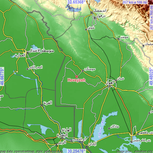 Topographic map of Hoveyzeh