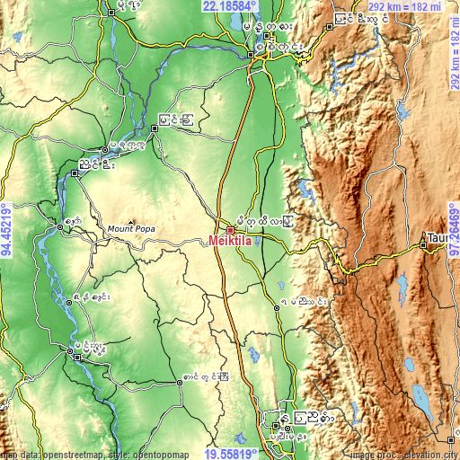 Topographic map of Meiktila