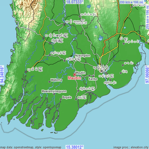 Topographic map of Maubin