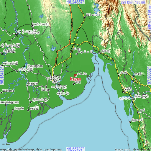 Topographic map of Kayan