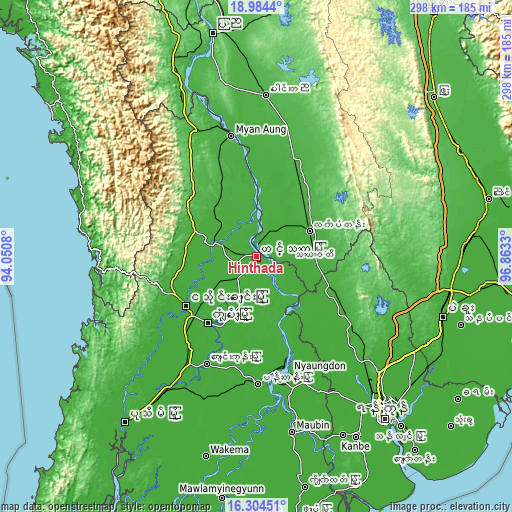 Topographic map of Hinthada