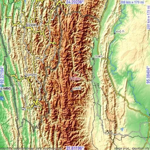Topographic map of Falam