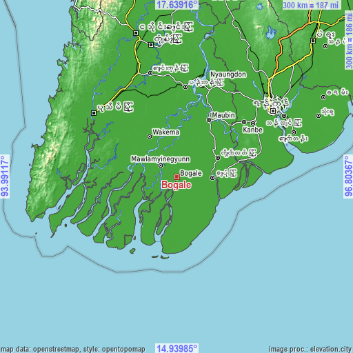 Topographic map of Bogale