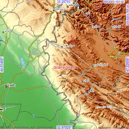 Topographic map of Gīlān-e Gharb