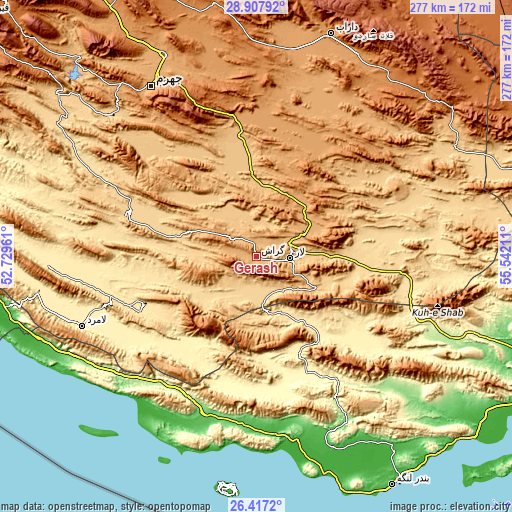 Topographic map of Gerāsh