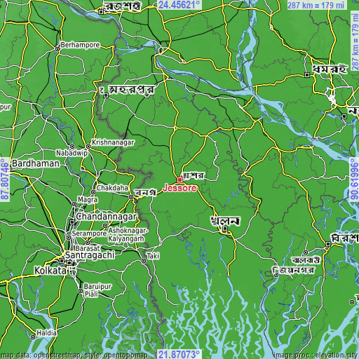 Topographic map of Jessore