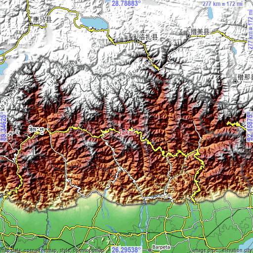 Topographic map of Jakar