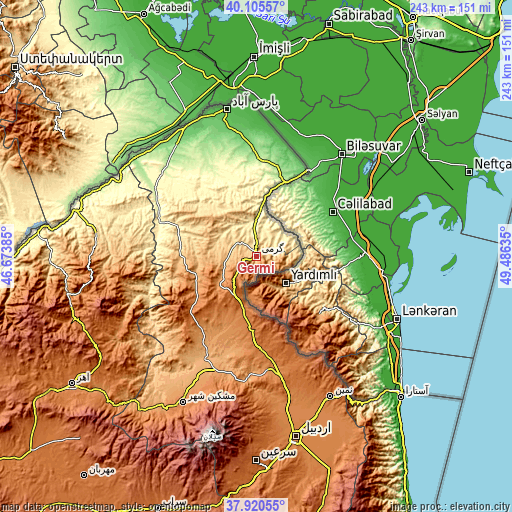 Topographic map of Germī