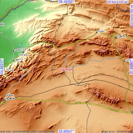 Topographic map of Garmeh