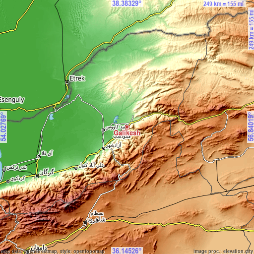 Topographic map of Gālīkesh