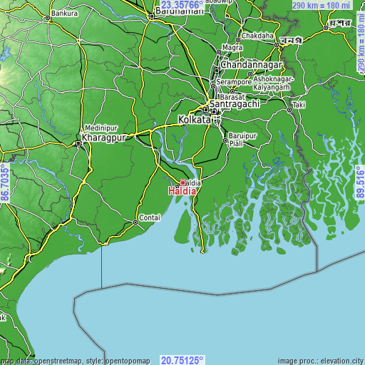 Topographic map of Haldia