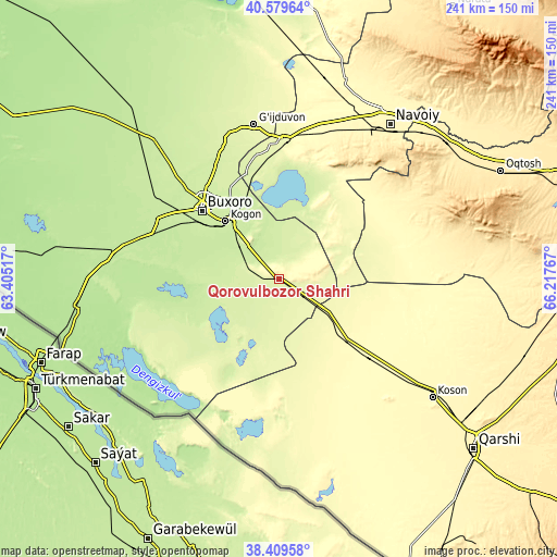 Topographic map of Qorovulbozor Shahri
