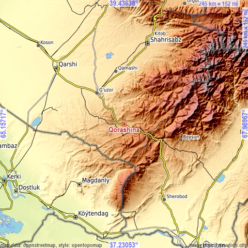Topographic map of Qorashina