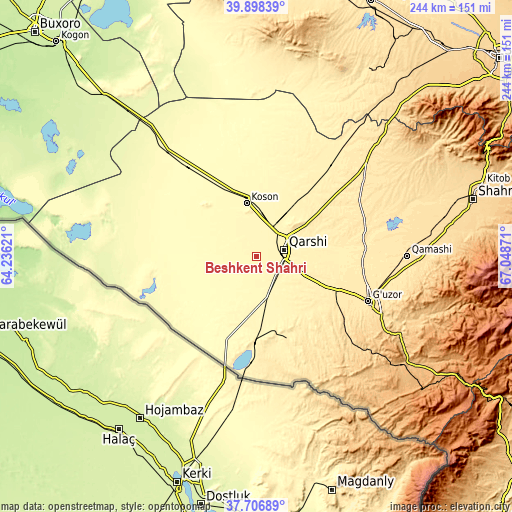 Topographic map of Beshkent Shahri
