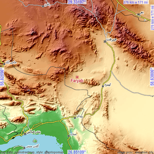 Topographic map of Fāryāb