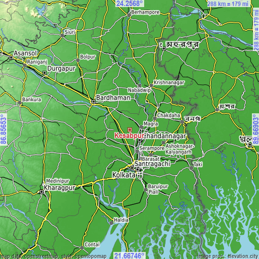 Topographic map of Kesabpur